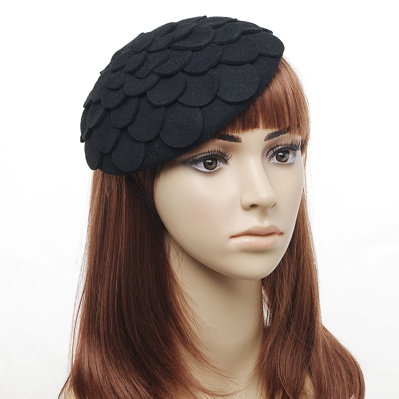 linglong 2024 wholesale wool felt fascinator hats for ladies