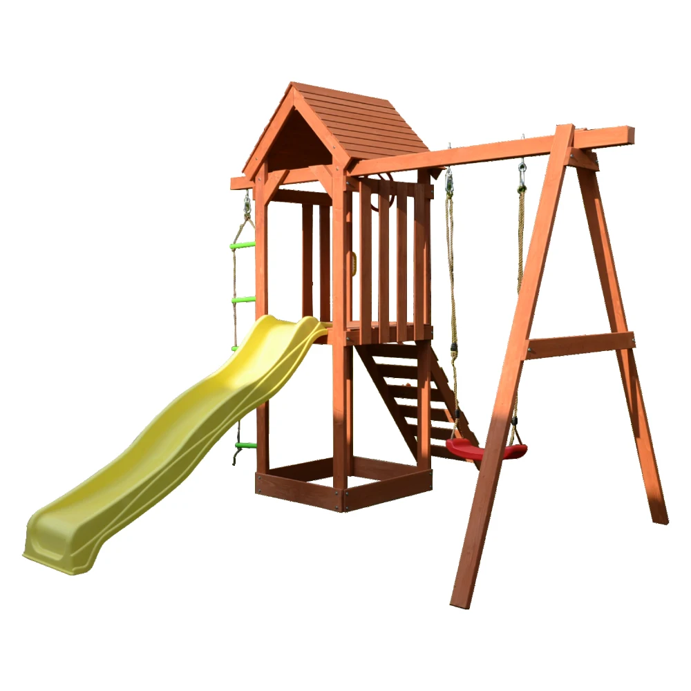 Wooden toys Playhouse  Garden Backyard Kids Outdoor Yard Fun Children Garden Wood play house with swing and ramp