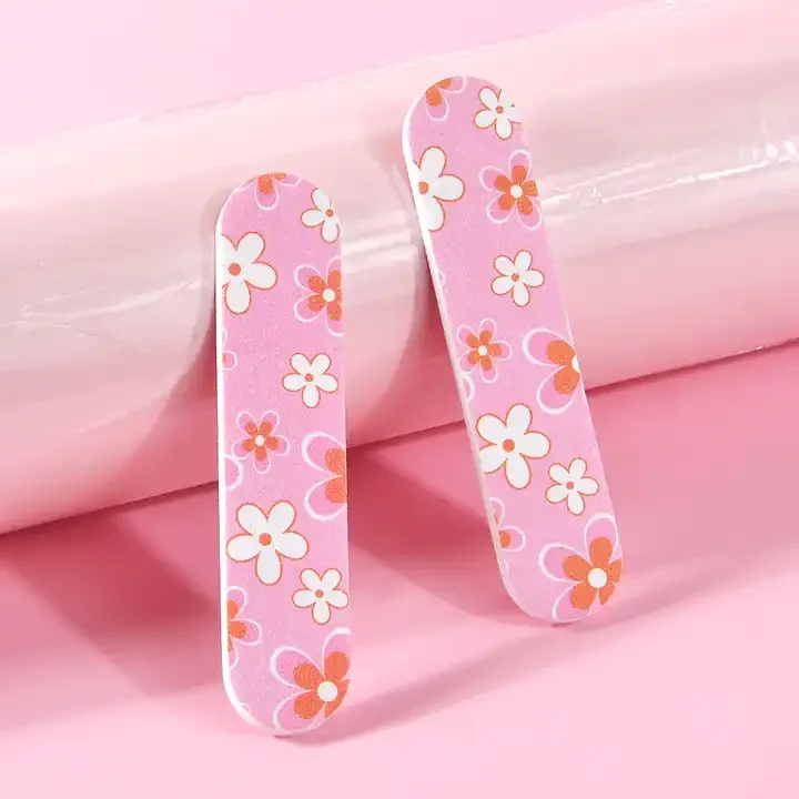 Mixed Patterns Design Soft Touch Nail Polish File Colorful Custom Printed Mini Nail File Buffer Set Sponge Kid Baby Nail File