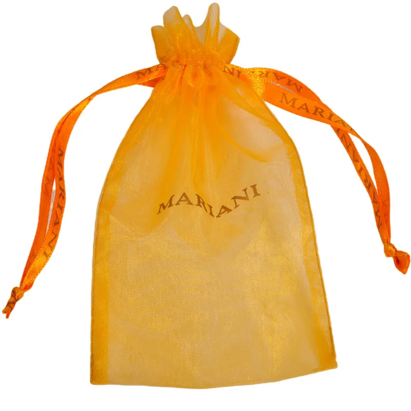 Индивидуальные прозрачные подарочные пакеты на шнурке, органза, мешочки для ювелирных изделий, сумка на шнурке с логотипом на ленте