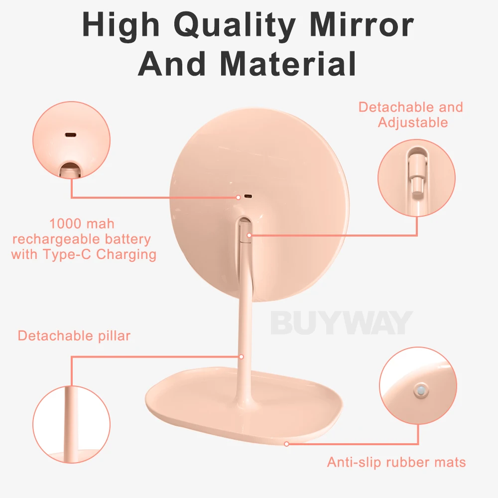 Wholesale Flexible Portable Cosmetic Tabletop Lighting 5x Magnifying Mirror Led Espejo De Bolsillo Makeup Mirror With Led Lights