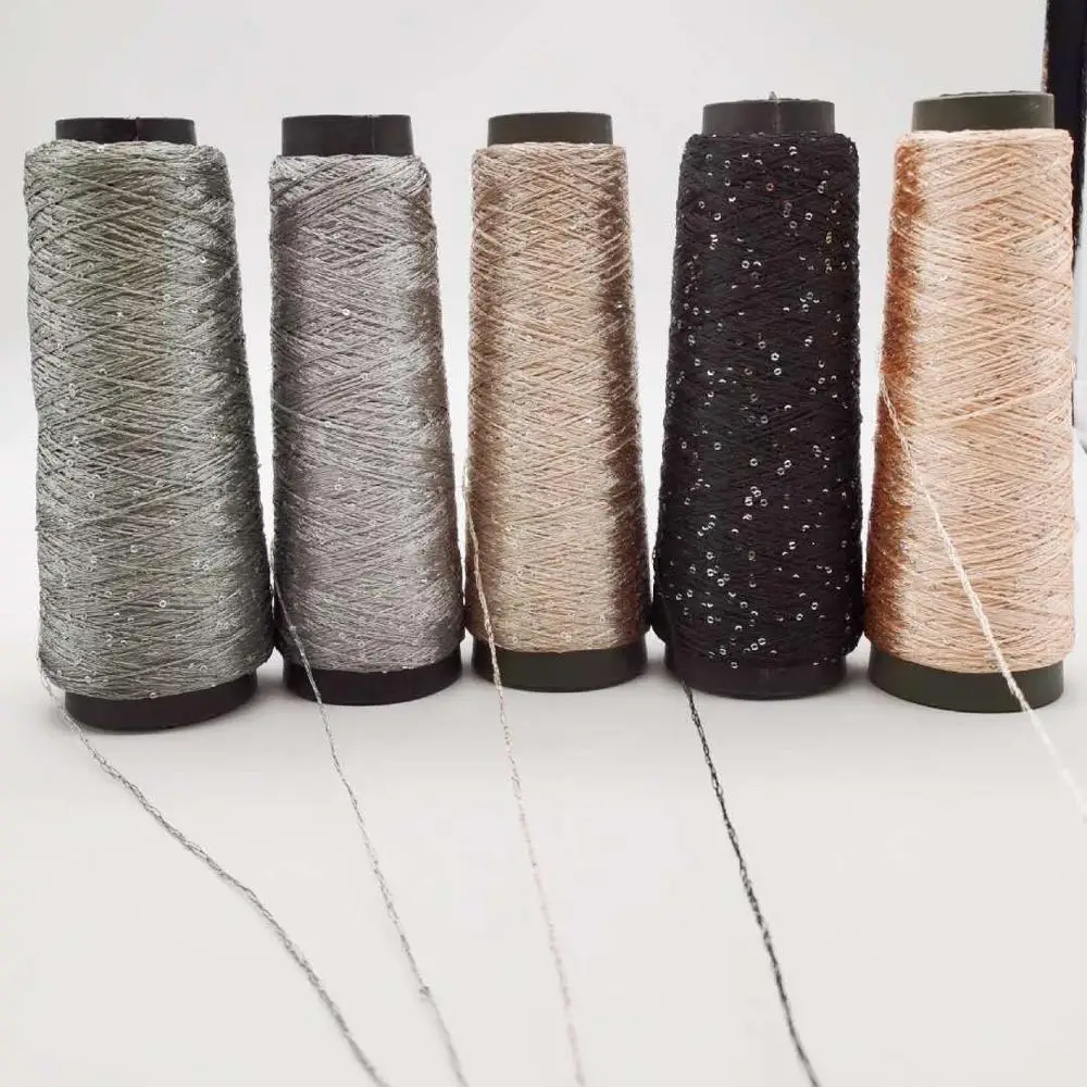 Colorful 150D 2MM sequin laser spangle beads knitting yarn factory wholesale