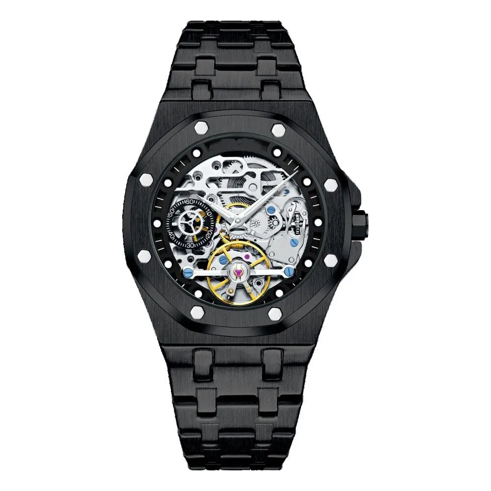 Custom stainless steel skeleton mechanical hunted watch online reloj para hombres automatic mens watches