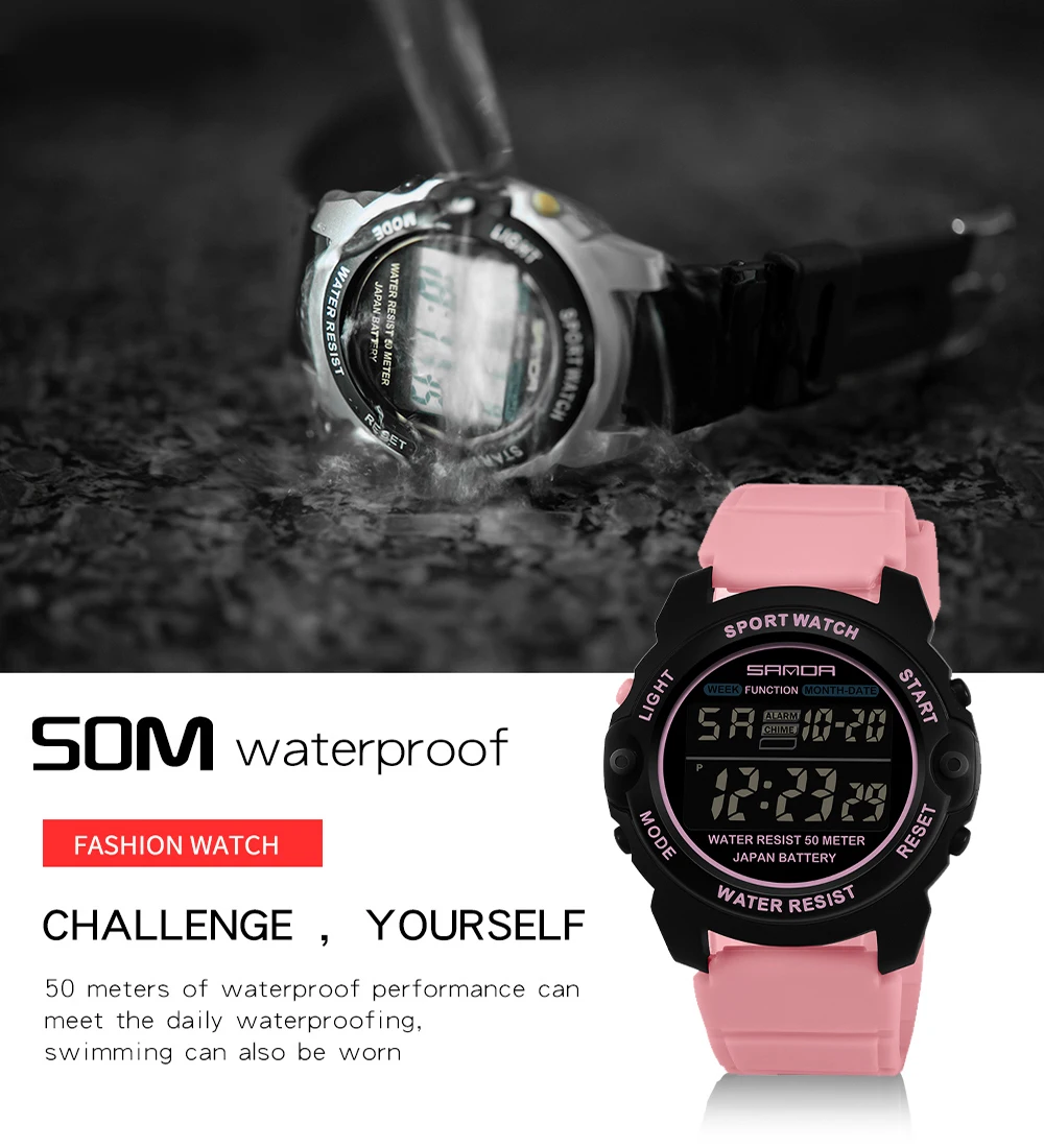 SANDA Luxury Brand Teenager Fashion Casual Watches Luminous Waterproof LED Digital Watch for Women and Men