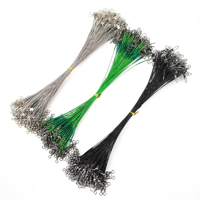 TOPIND Lead-core Traction Fishing Line Steel Wire Leader With Swivel Double-Lock Snap
