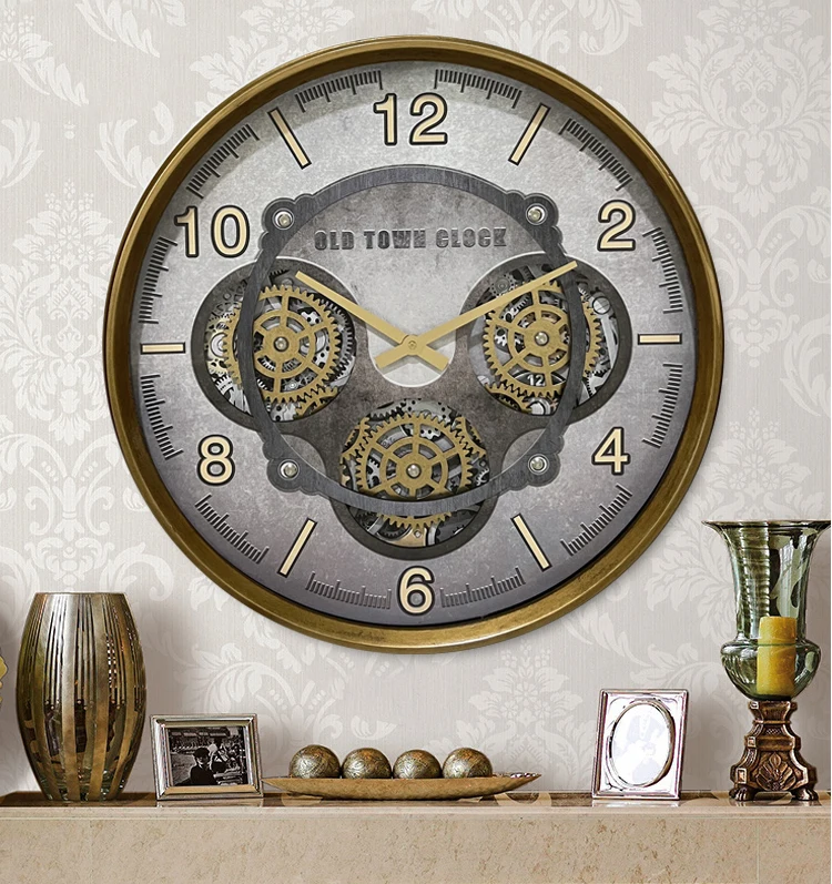 2025 New Round Wall Clock Luxury Style Retro Design Wall Decoration Gear Wall Clock Mechanical Watch