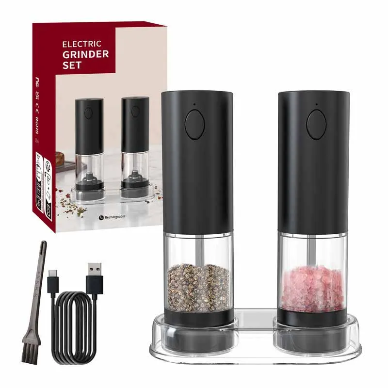 Stainless Steel Automatic Electric Salt and Pepper Grinder New Smart Rechargeable Mills With Adjustable