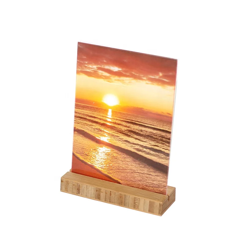 Factory supplier bamboo wood base with Acrylic photo frames picture frame