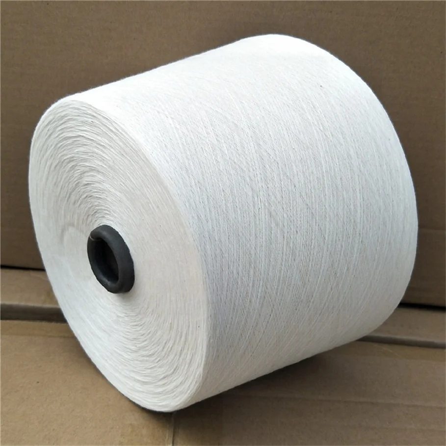 Ne 30s 20s 12s 10s open end cotton polyester yarn raw white and bleach white