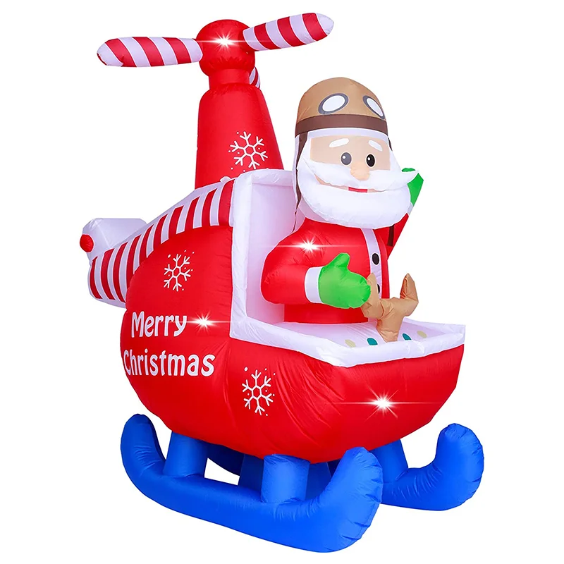 Quality assurance outdoor Christmas inflatable decoration helicopter model santa clause Christmas decor