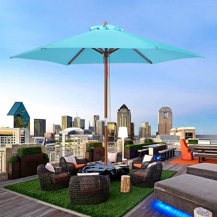 Garden Yard Beach Sun Shade Outdoor Umbrella Hardwood Parasol Patio Umbrella