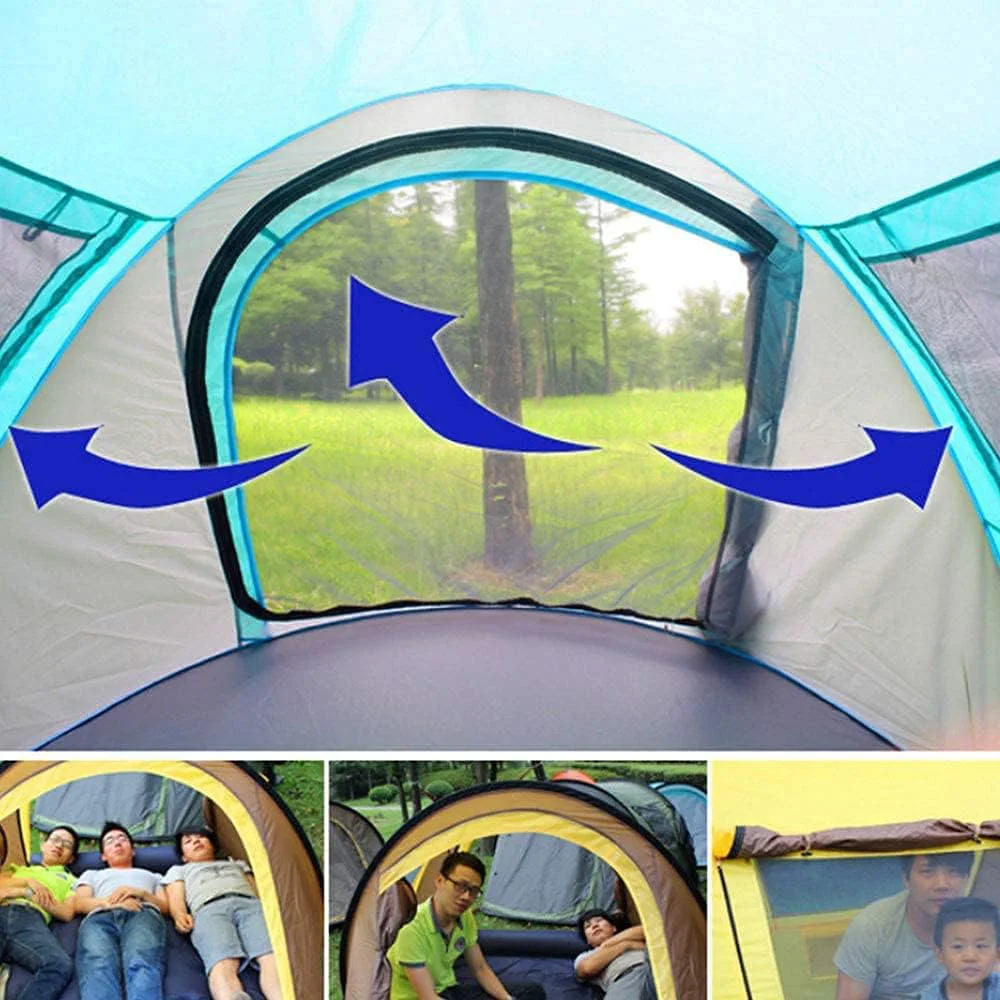 Automatic waterproof Pop-Up Outdoor Camping Tent Quick Opening Beach tent Boat Tent for 3-4 People with Straight Bracing Type