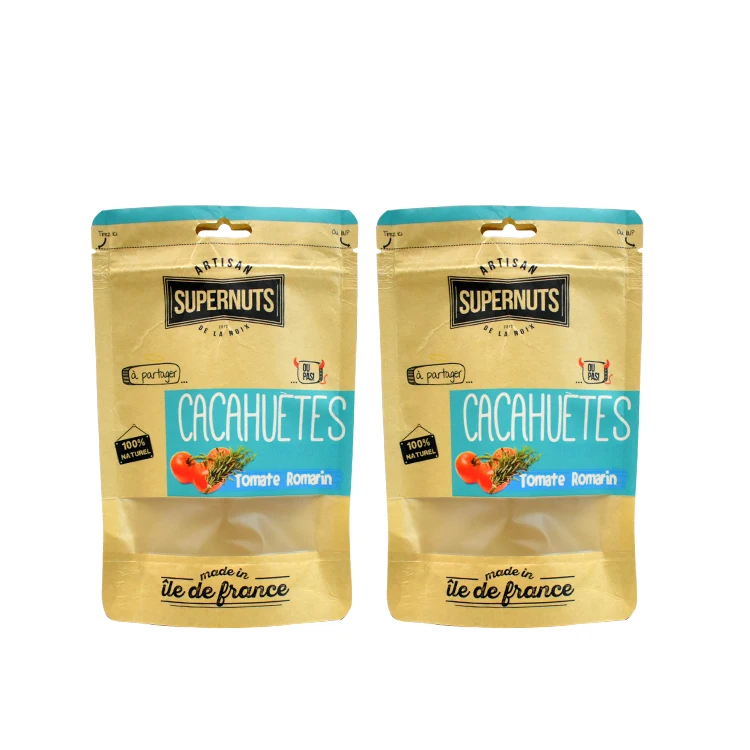 Eco Friendly Durable Zipper Snack Paper Popsicle Tea Bags Kraft Resealable Biodegradable Packaging for Food