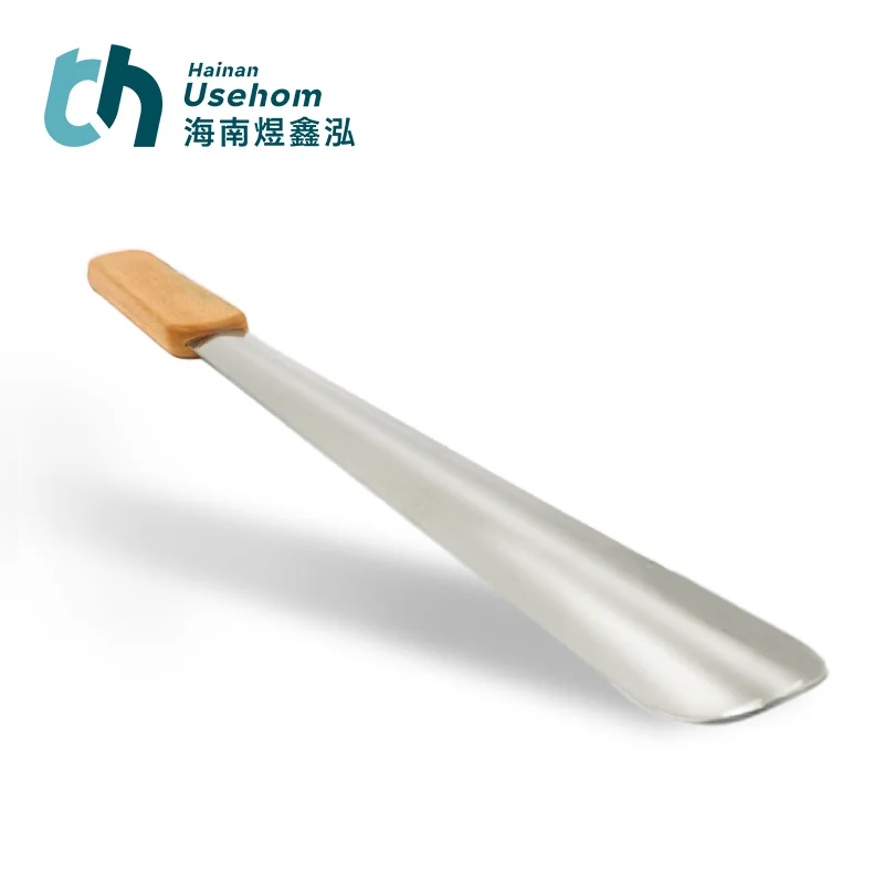hot sales natural stainless steels durability 49.6 cm stiff home-use shoe horn for  easy to take off shoes