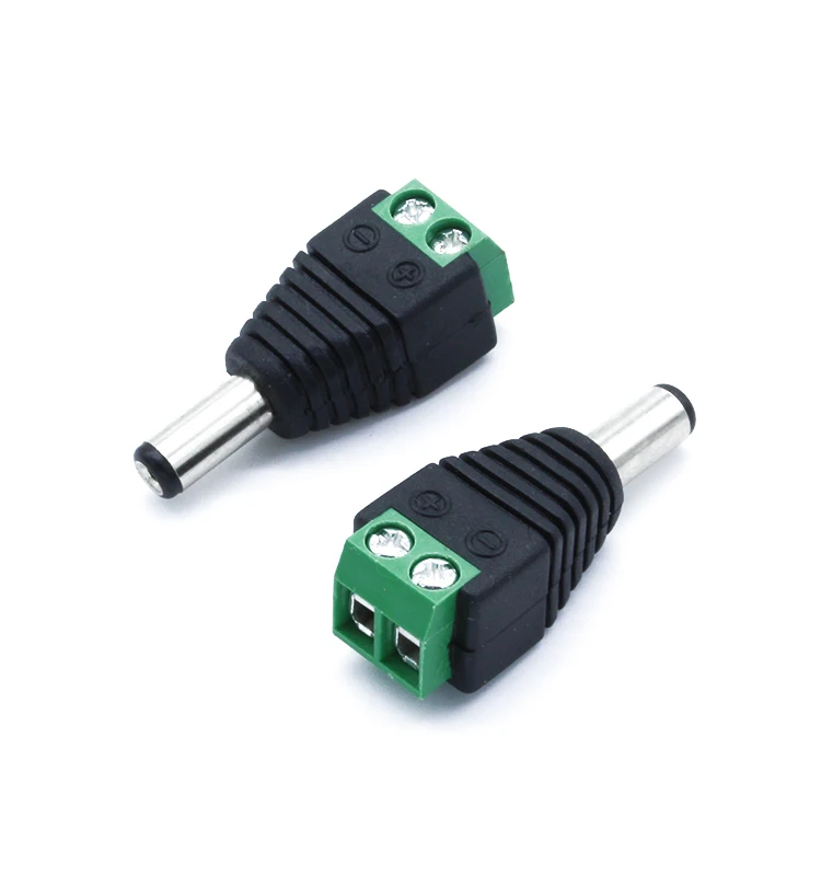 Screw Plug Adapter Cord Female 10A 2 pin CCTV 12V male Power to 2pins 2p DC 5.5 2.1 clip Connector with Jack
