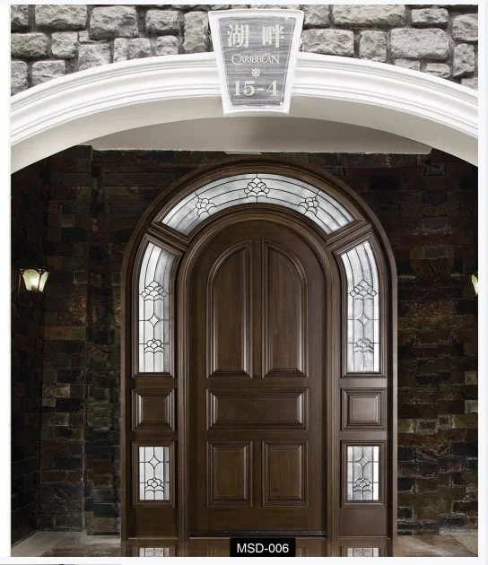 Factory direct high quality American style solid wood entry door