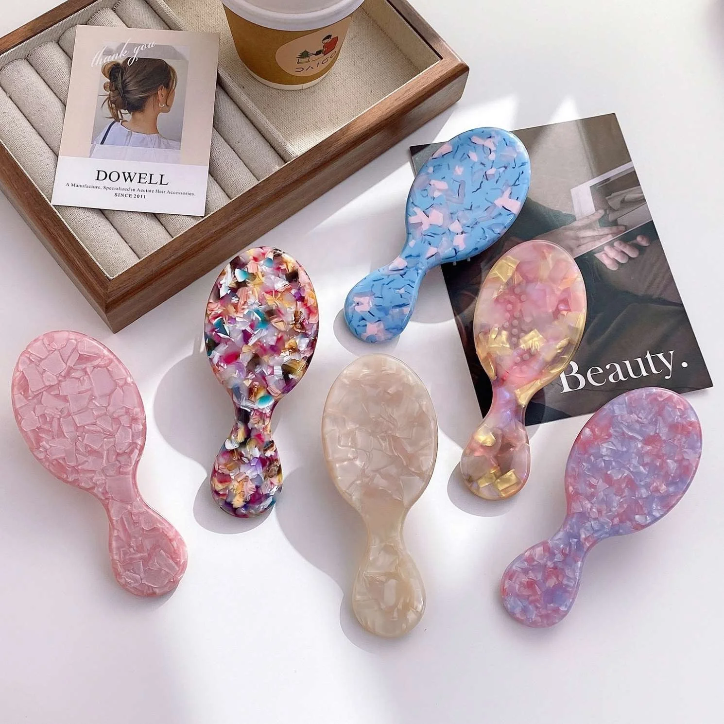 Wholesale Soft Bristles Hairbrush Detangle Acetate Hair Comb Nature Air Cushion Acetate Hair Brush