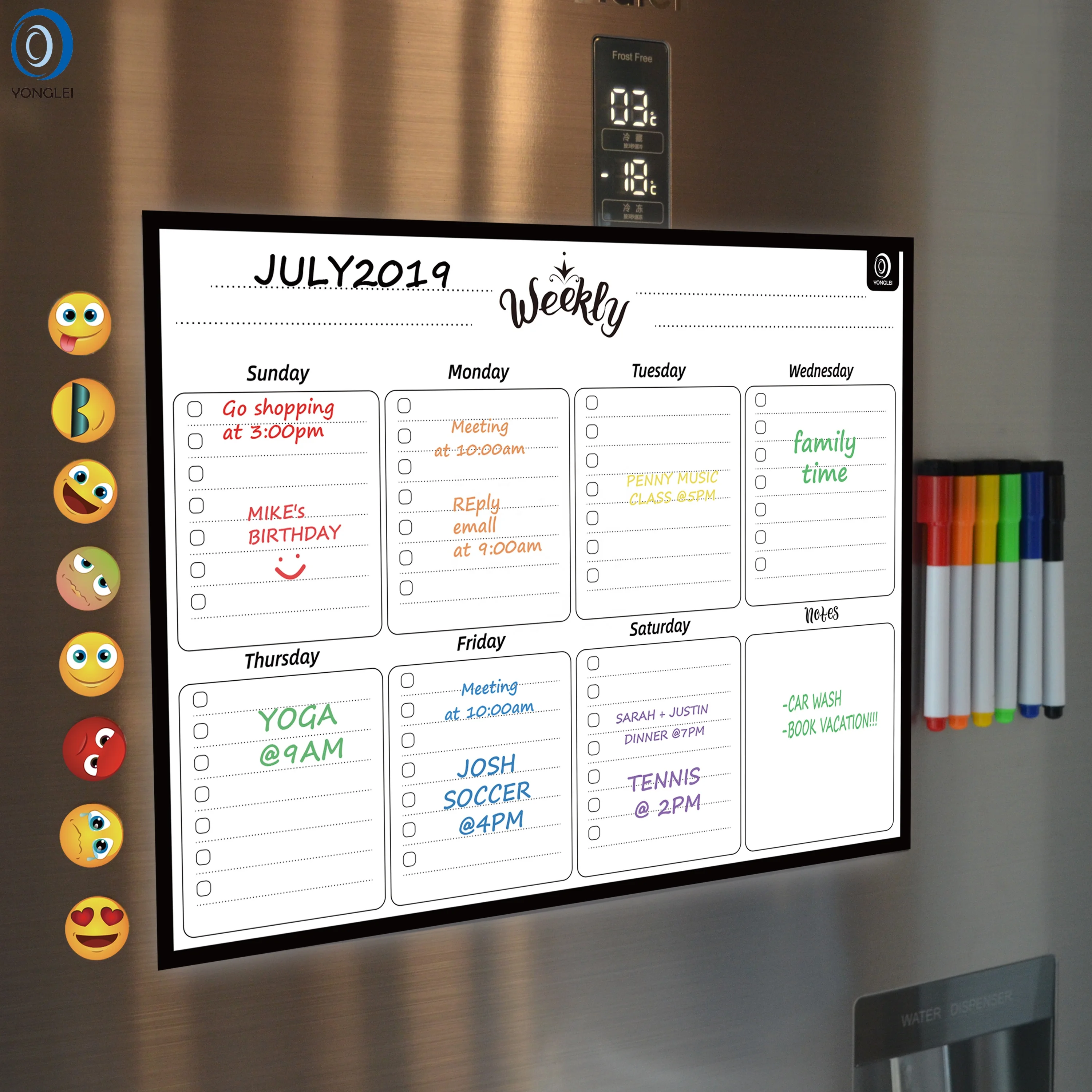 10.9-2 Nanotechnology dry erase weekly magnetic calendar week planner magnet week fridge