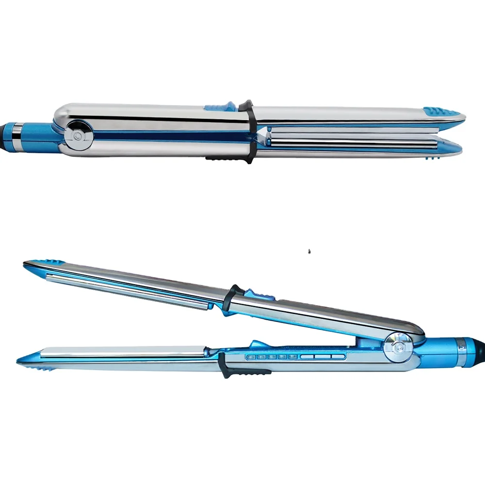 
Silver Stainless Steel Hair Straightener Machine Hair straightening LED Display Titanium Plate Flat Iron 