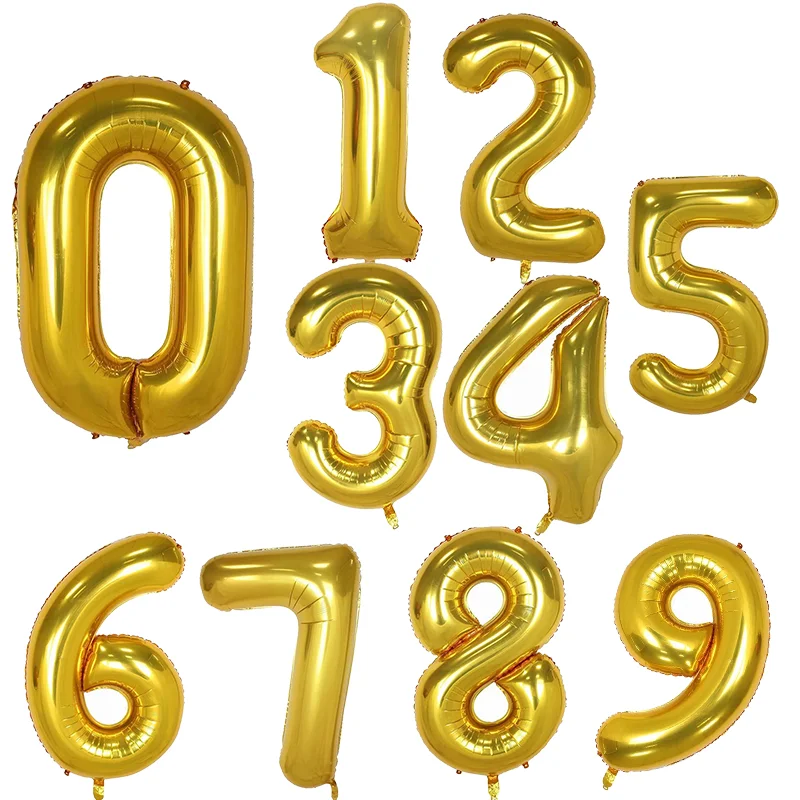 Wholesale 32 inch Number Foil Balloons Helium Foil Balloons With Gold Silver Rose Gold Color For Birthday Party Decoration