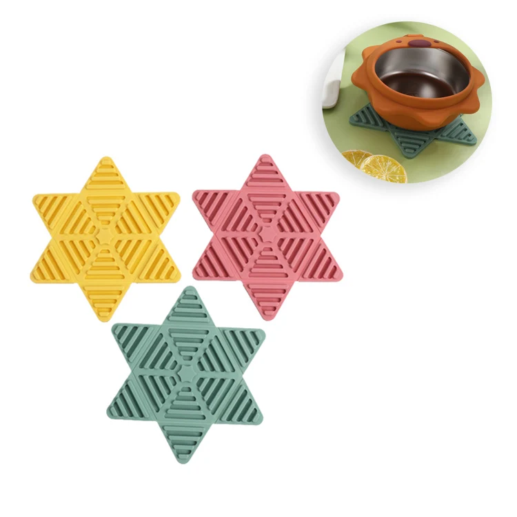 6.3*5.5Inch Resistant Non-Slip Hot Pot Holder Trivet Silicone Pad Mats Heat Dish Mat for Kitchen Pans Foldable