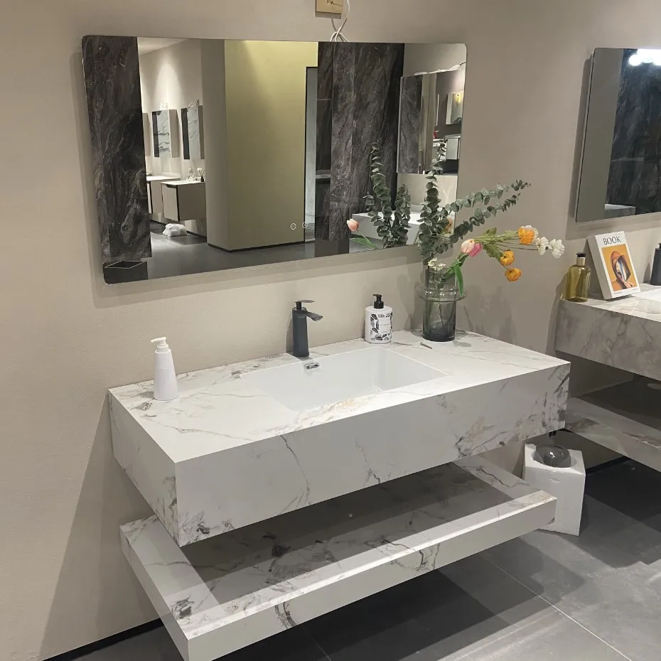 Двухслойный сланцовый настенный керамический умывальник