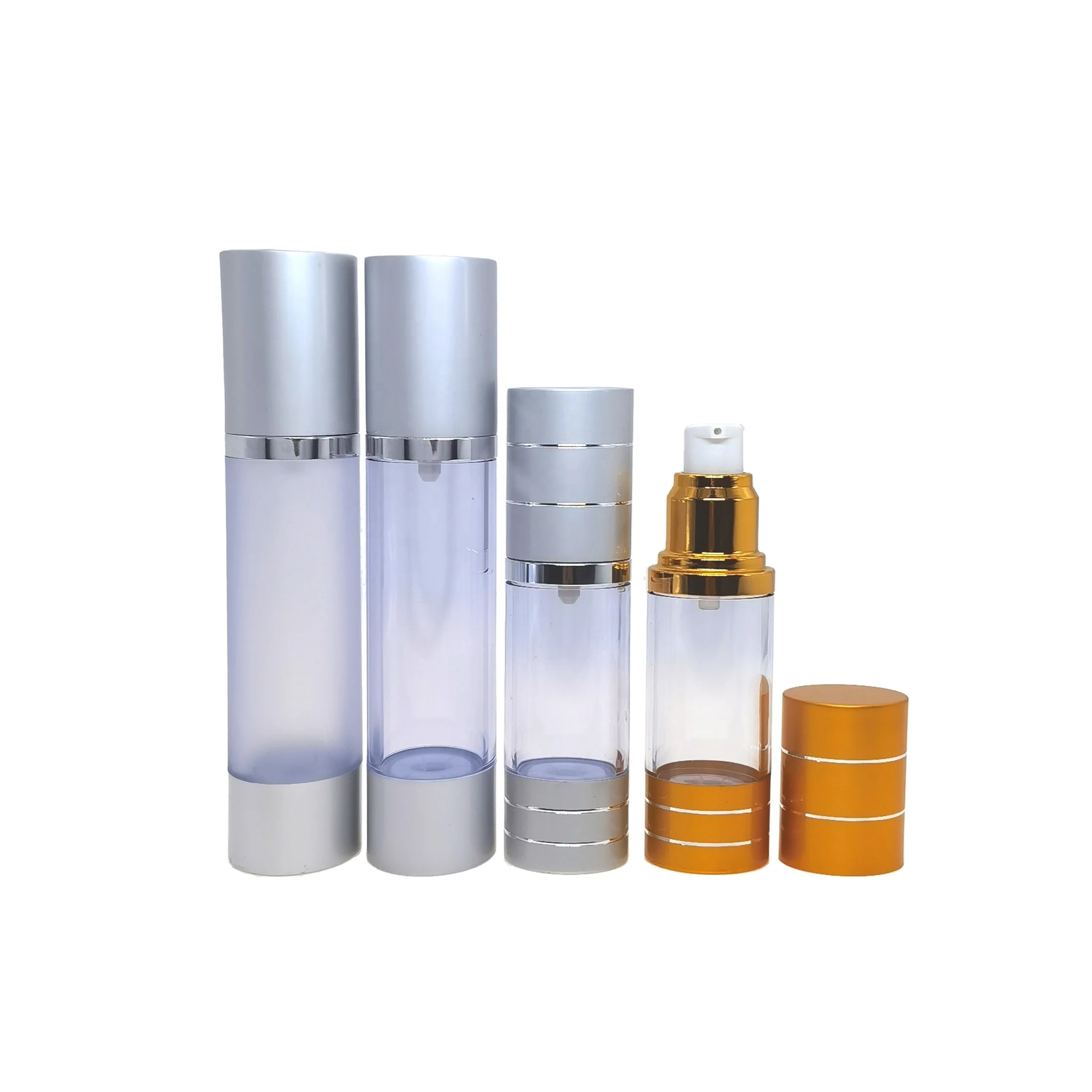 30ml 50ml 100ml luxury silver gold aluminum refillable airless bottle  pump spray bottle