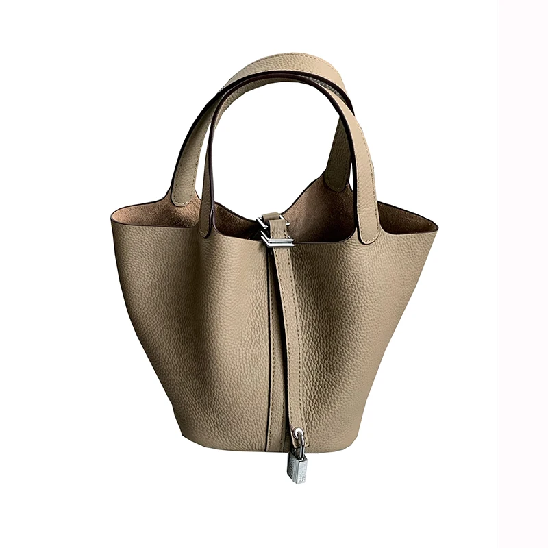 Customizable logo ladies bags 2021 new small cowhide basket bag soft leather bucket bag Internet celebrities  handbag female