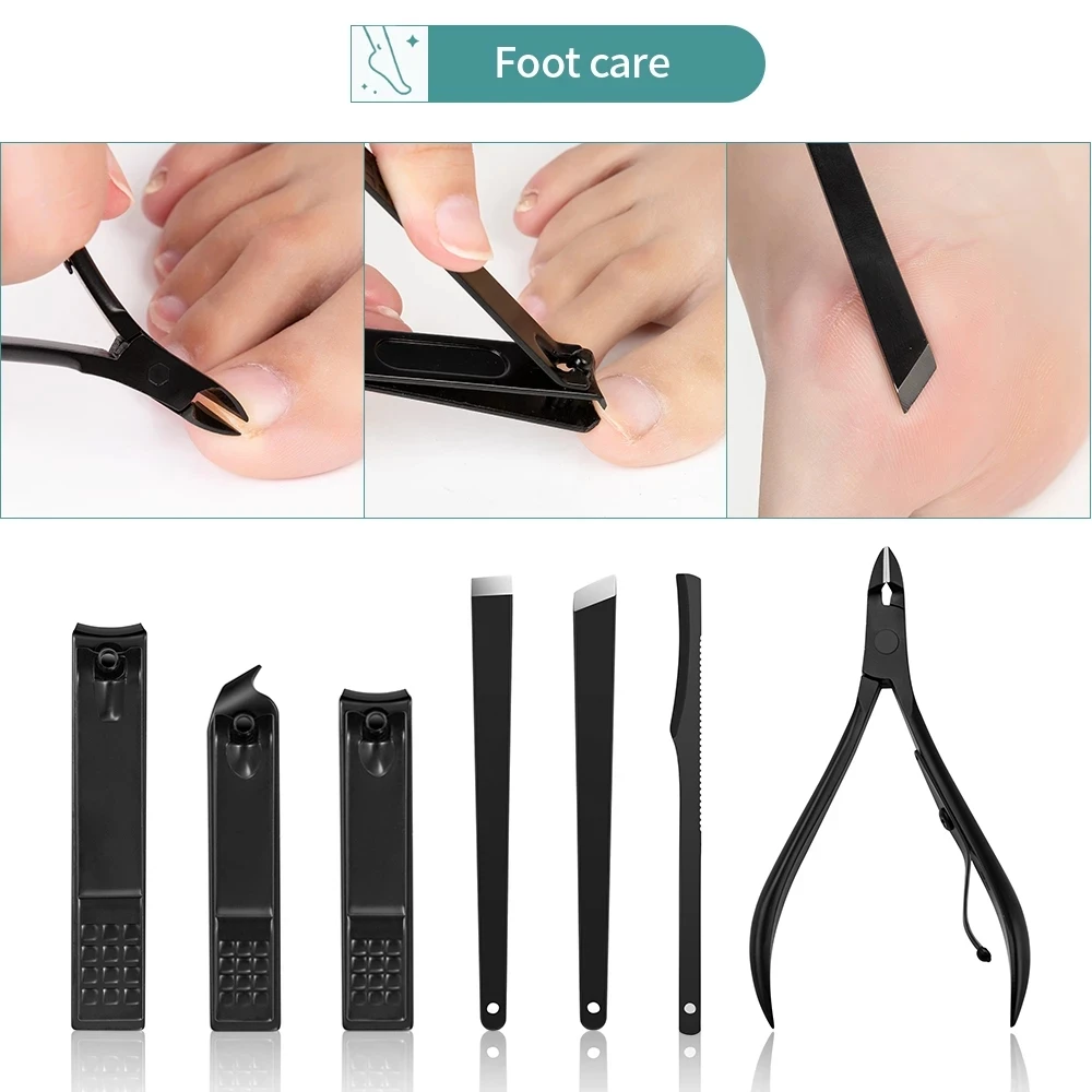 7 - 23 PCS Professional Nail Cutter Pedicure Scissors Set Stainless Steel Eagle Hook Portable Manicure Nail Clipper Tool Set