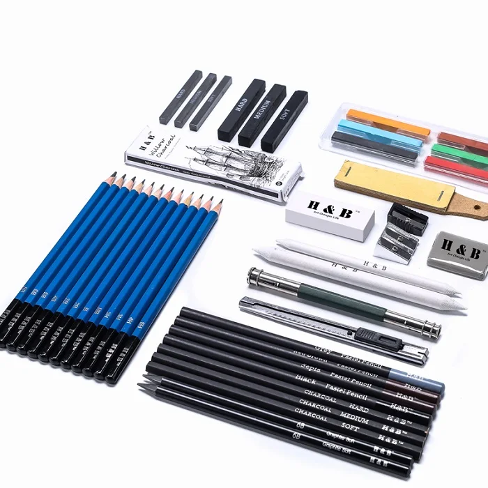 OEM Art 48pcs Professional Sketching and Drawing Pencil Set in Nylon Case for Sketch and Draw with Drawing Tool