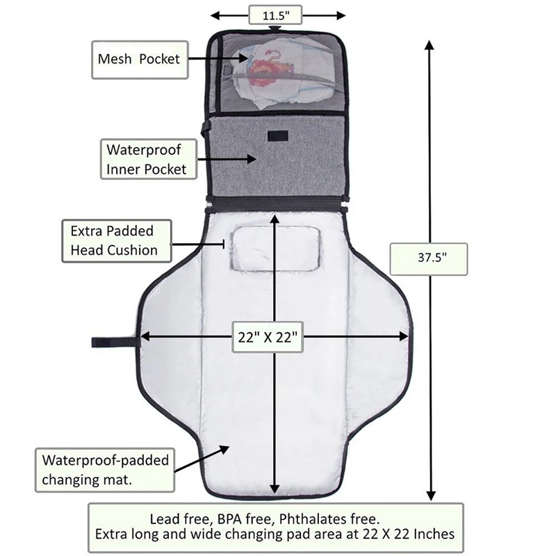 Waterproof Travel Table Baby Changing Kit Mat Portable Baby Diaper Changing Pad Kit For Travel