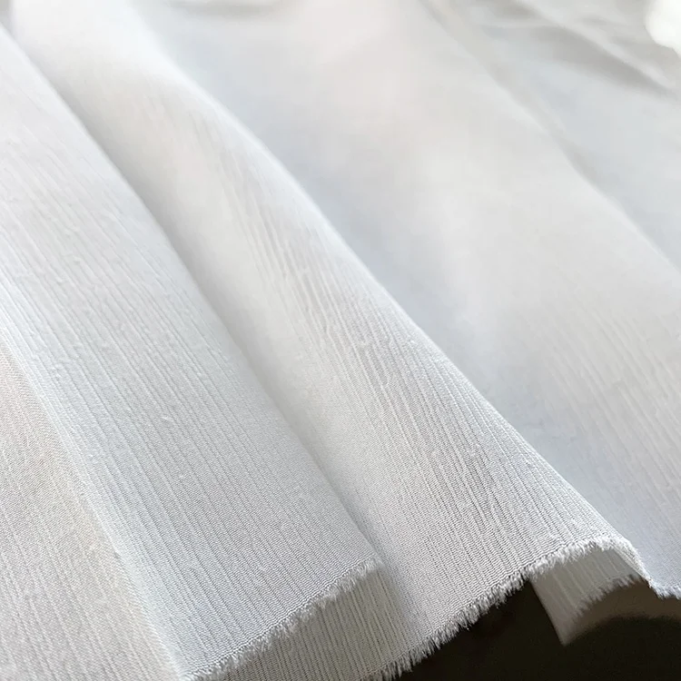 Pure silk fabric crinkle 100% mulberry silk untreated crinkle crepe fabric can be dyed printed