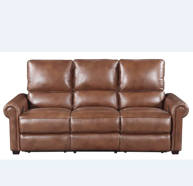American style Genuine Leather 3 seater Living room sofa furniture with power electric recliner usb port socket function