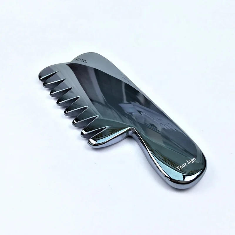 Energy Stone Scraping Hair Comb Natural Terahertz Guasha Stone Scalp Care Massage Tool for Head Massage Trigger Point Treatment