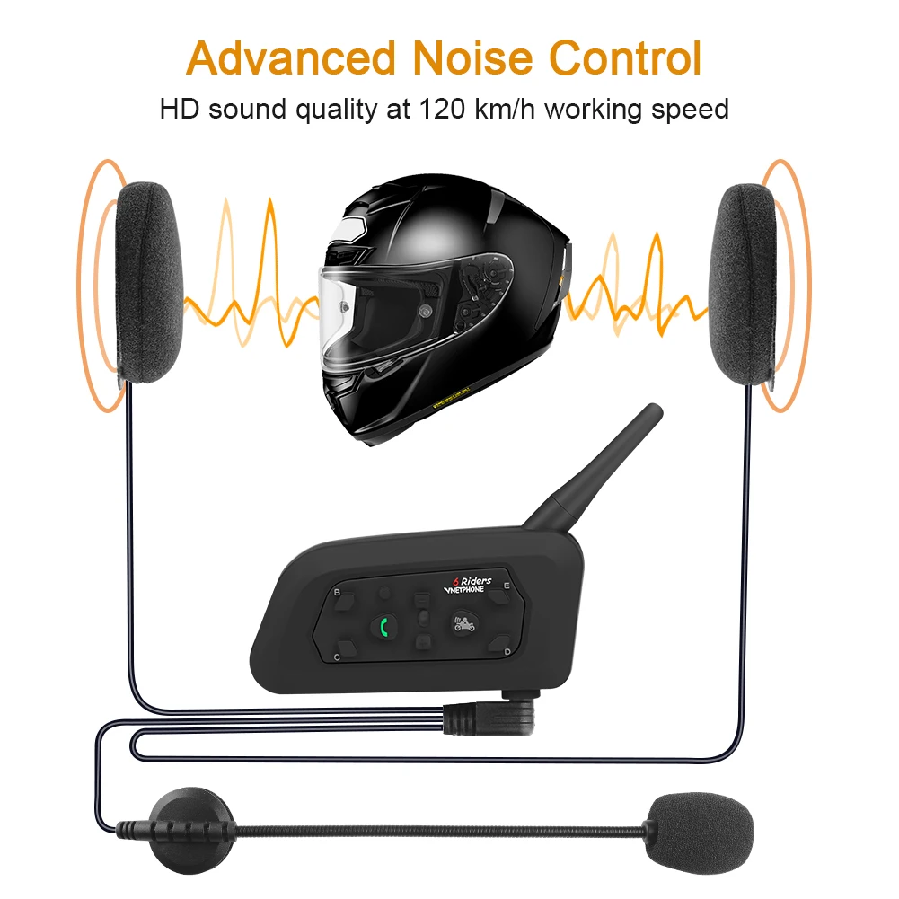 Система связи для мотоциклетного шлема 6 динамиков 800