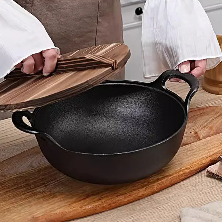 Cast Iron Ingots Pot Saucepan Stock Pot Cooker Household Induction Cooker Gas Stove Universal Flat Pan