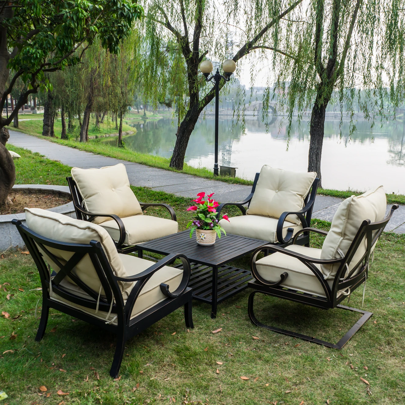 
2020 popular America style wholesale cast aluminum furniture outdoor garden sofa 