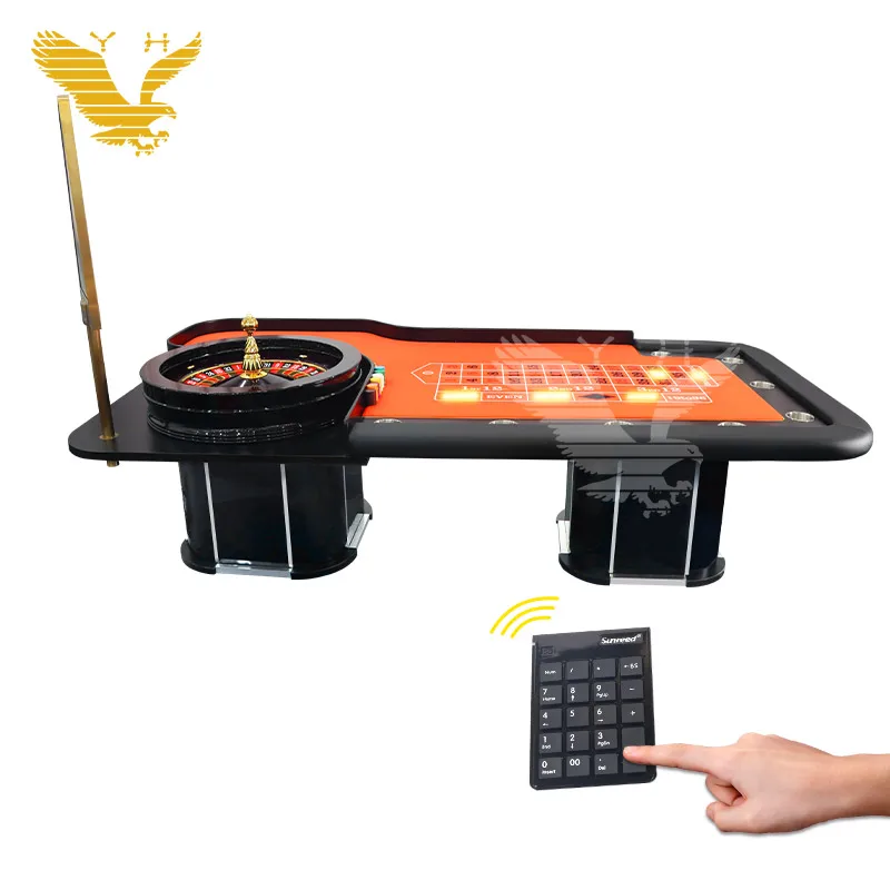 YH Casino Professional Electronic Roulette Table Casino Wooden 8 Players Roulette Wheel Table Poker Table