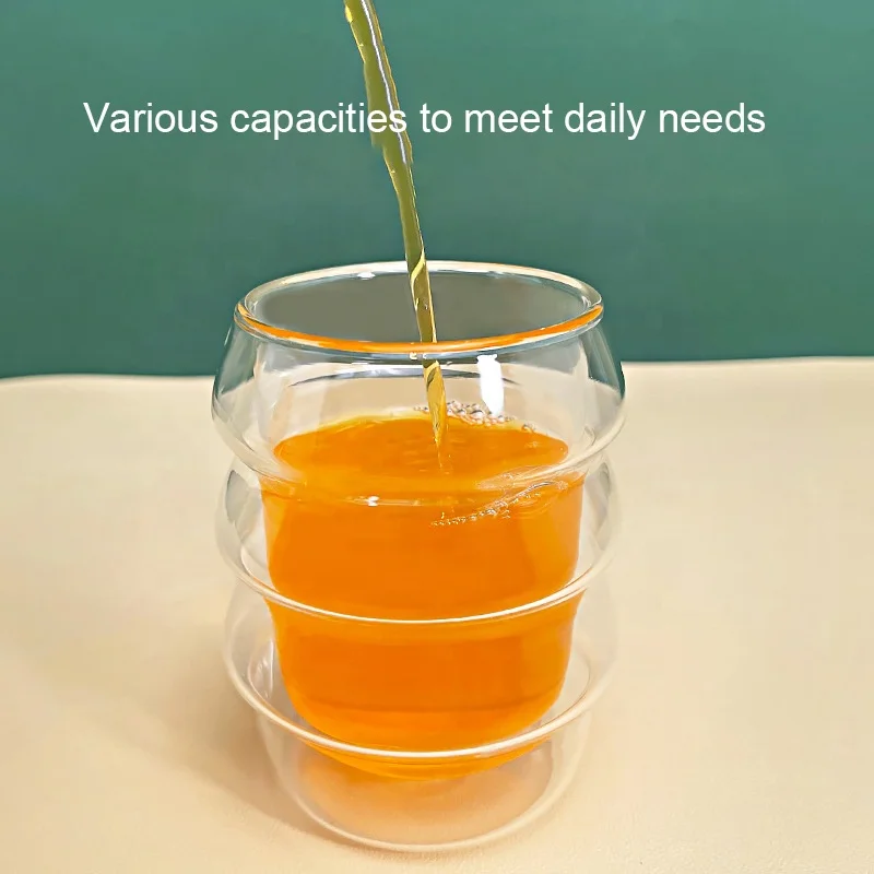Creative high borosilicate cloud double-layer 250ml glass cup transparent flower tea milk wave water glasses