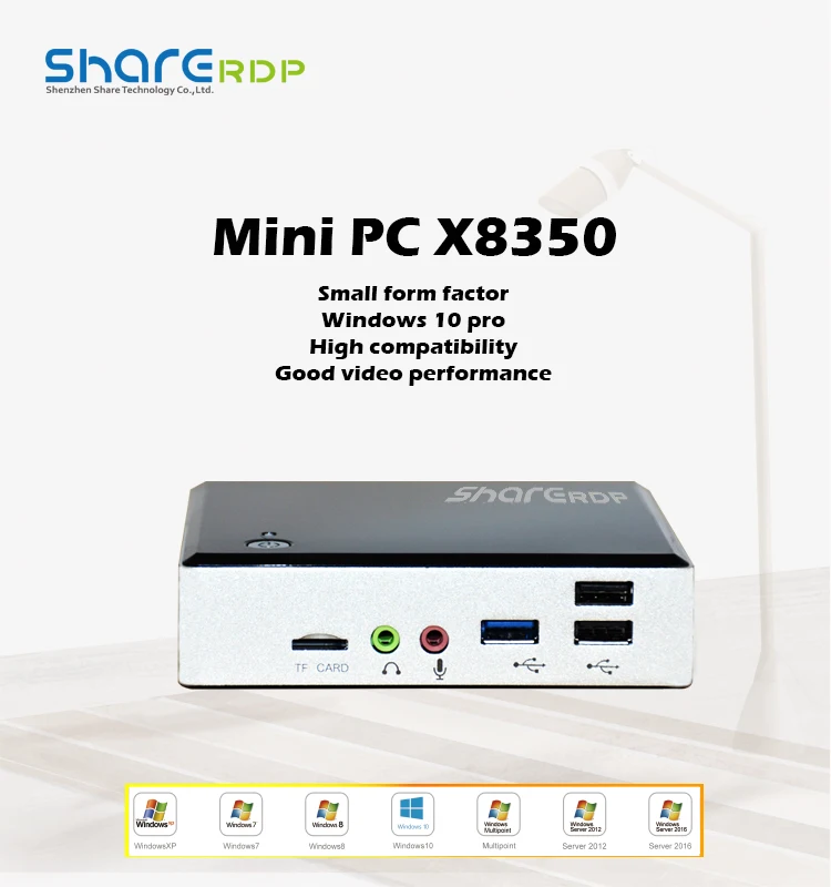  Готовый к отправке производительный NUC Мини ПК Z8350 2G 32G 5U Window8/10 с LAN USB-портом 1 44 ГГц в