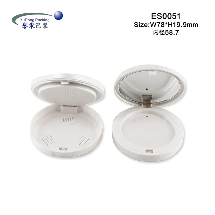 Double layer private label round pink white press compact powder case empty cushion foundation blush containers packaging