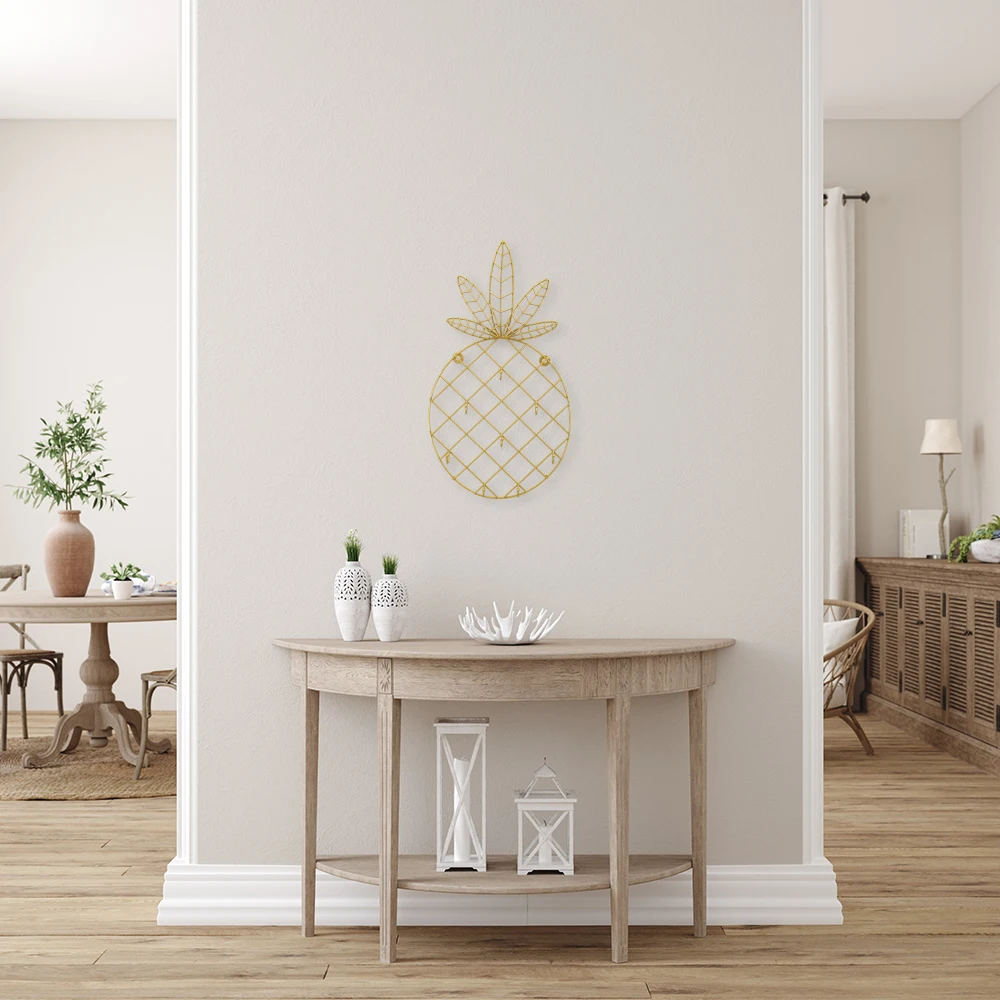  Wholesale Hot Sale Nordic Metal Wire Gold Pineapple Wall Art Hooks Decor For