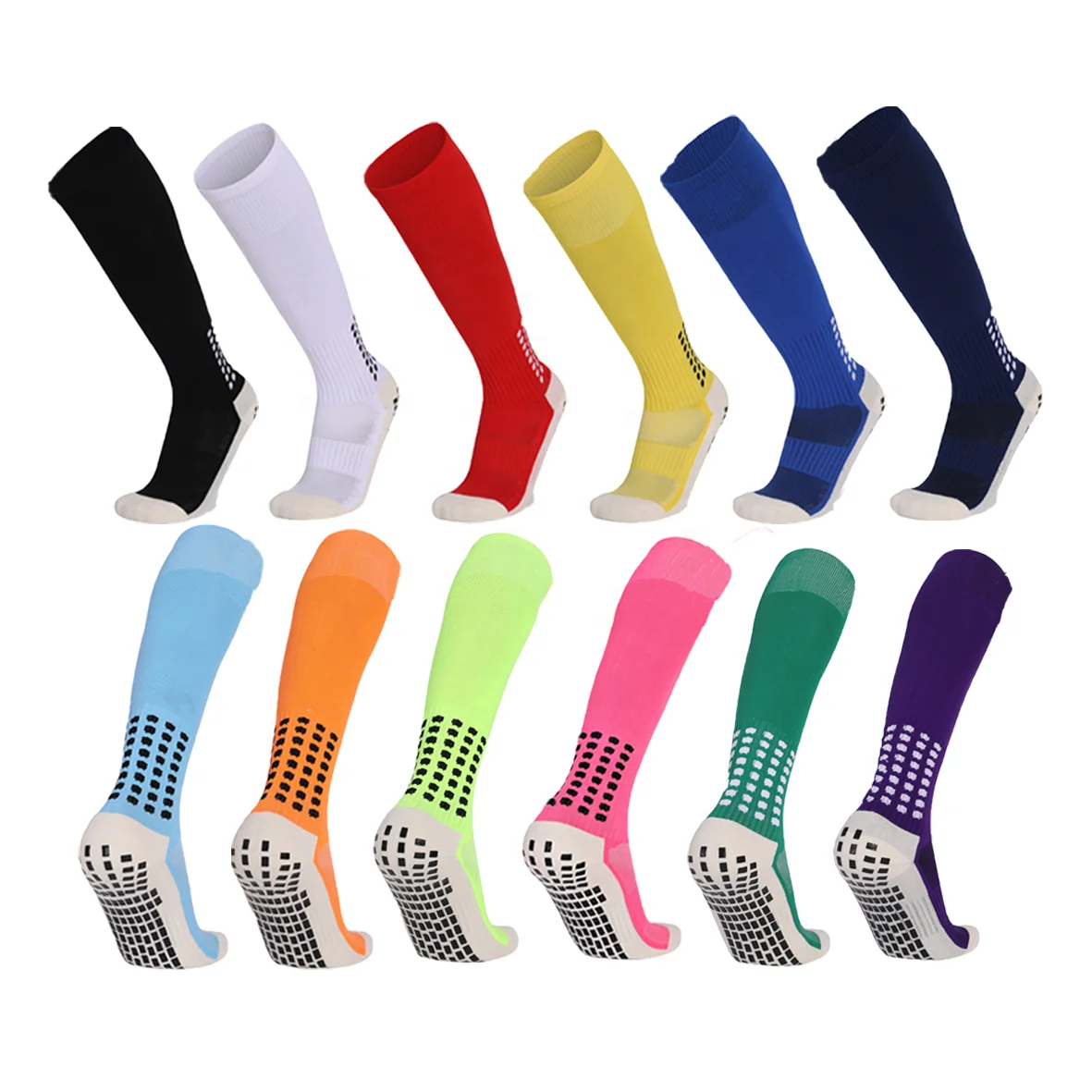 Sports Antislip Grip Non Anti Slip Crew Mens Knee Long Football Socks Breathable High Custom logo Soccer Socks