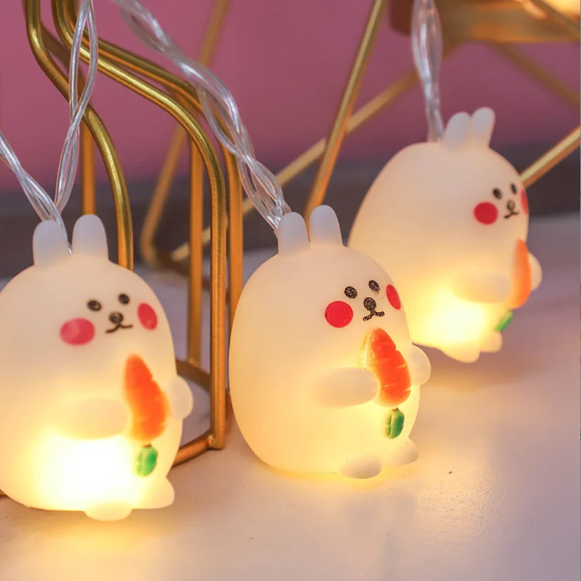 Cute Cartoon Vinyl Battery Operated String Lights Silicone Cloud Star Bunny Led Night For Kids Room Decoration