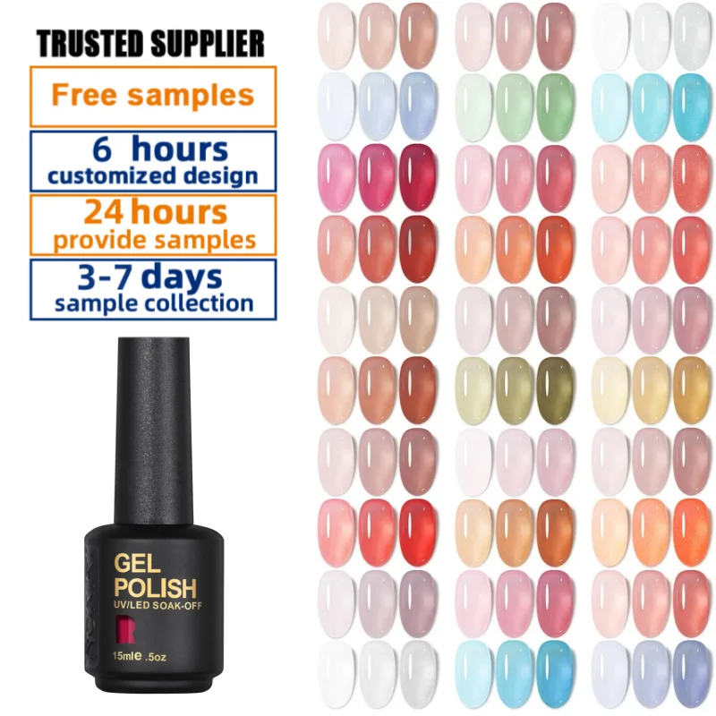 Wholesale Custom Logo UV Gel Nail Polish Kit with 3000 Colors 15ml Vegan Gel Polish Private Label Gel Nail Polish