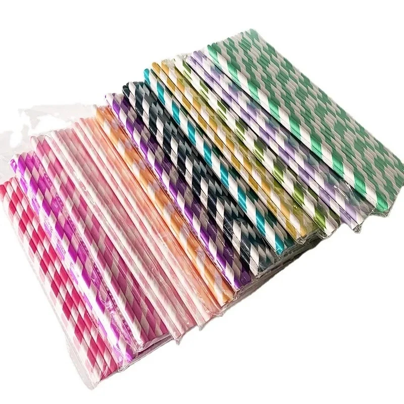 Drinking Tube with Sharp End Colorful Pattern Sustainable Drinking Paper Straw
