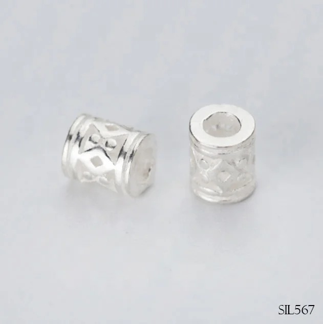 S925 Material Tibetan Silver Tiny Tube Spacers Beads Craft DIYSIL567
