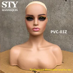 Pvc Mannequin Head With Shoulders Female For Wig Display African American Mannequin Head Female Mannequin Head And Bust