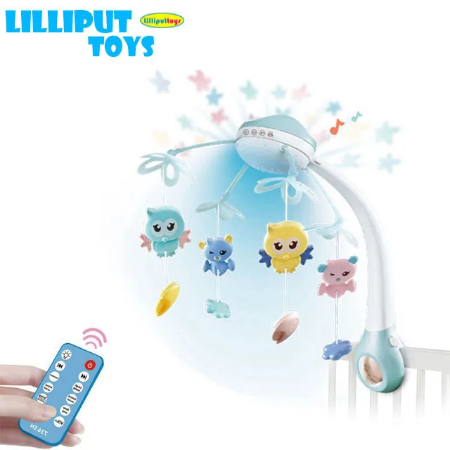 Remote control newborn  bed ring baby rotation musical crib toys