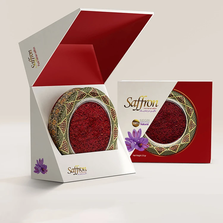 Factory Creative Customize Digital Printing Magnetic Closure Luxury Saffron Spices Gift Packaging Paper Box With Ribbon For Tea